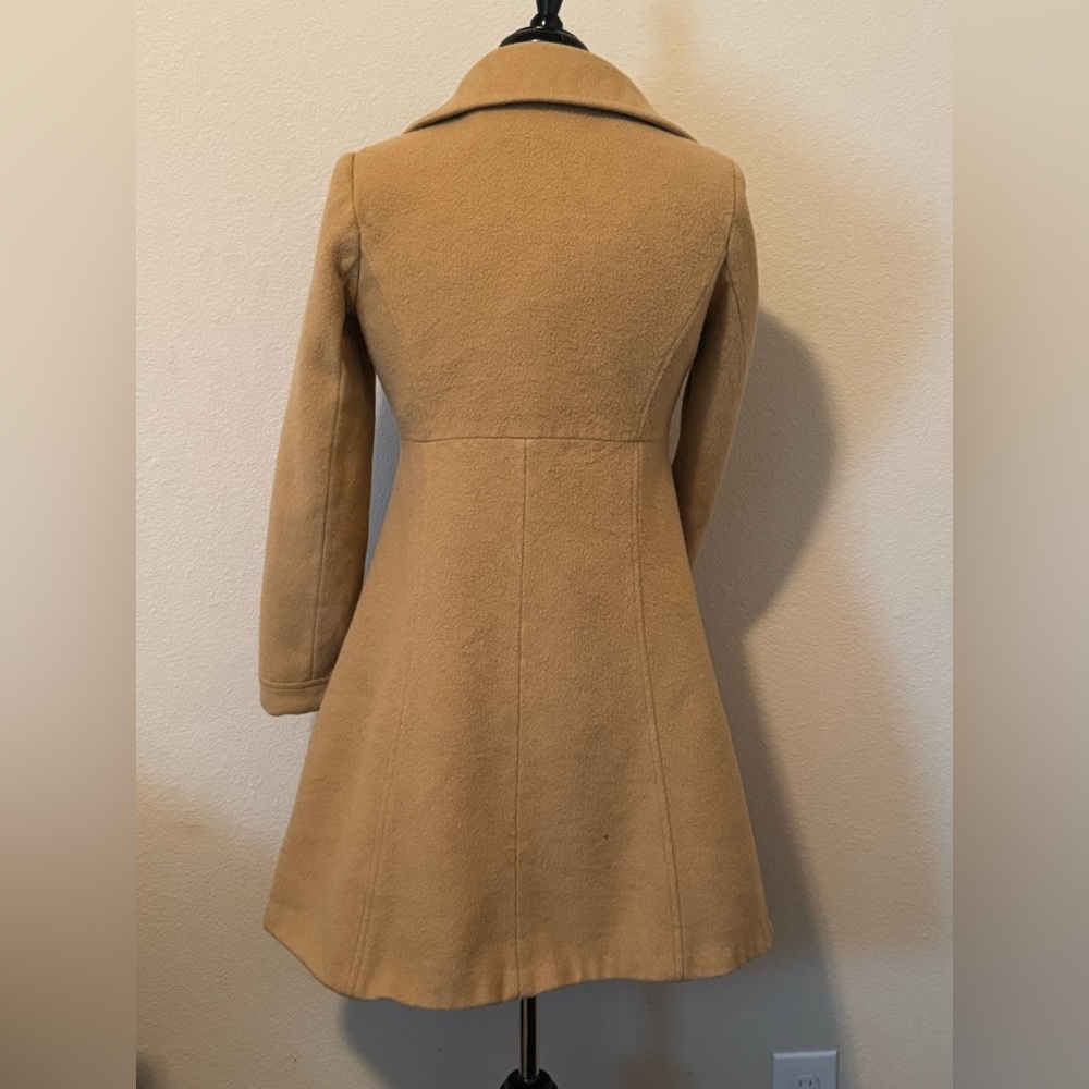 100% Wool Tan Double-Breasted Women's Coat Siz 6 - Picture 5 of 12